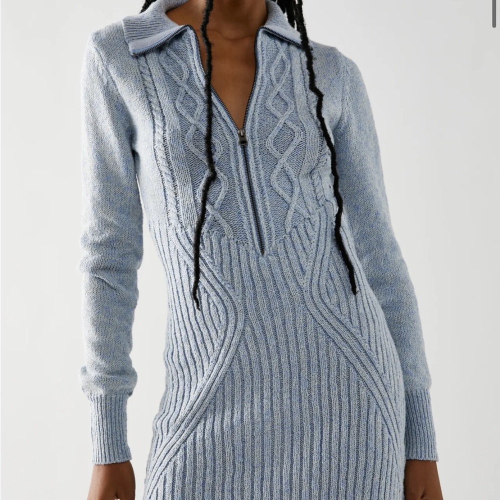 Free People; Vintage Blue Zip-up sweater size Large